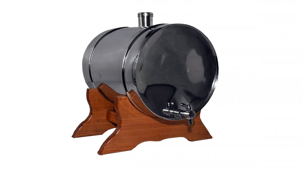 Bačvica na drvenom stalku - 10 litara - inox